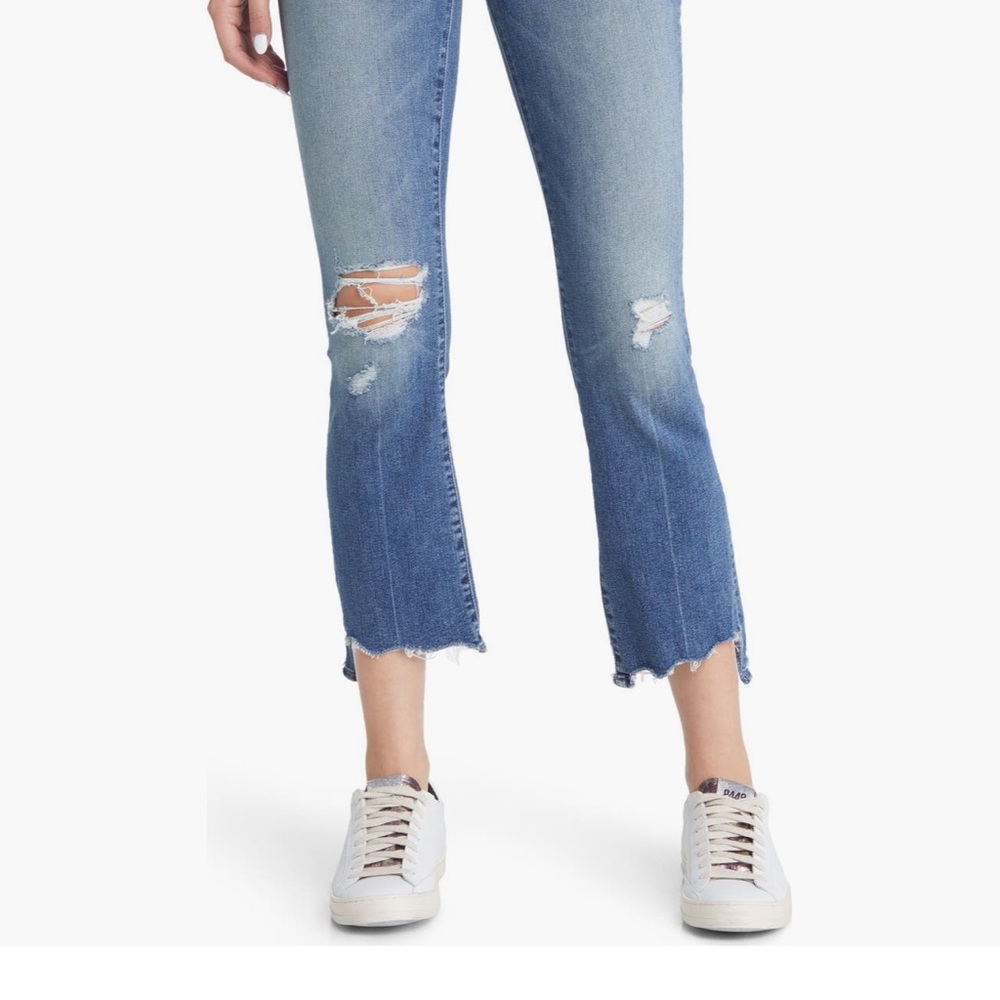 MOTHER Light Blue Distressed Ankle Jeans